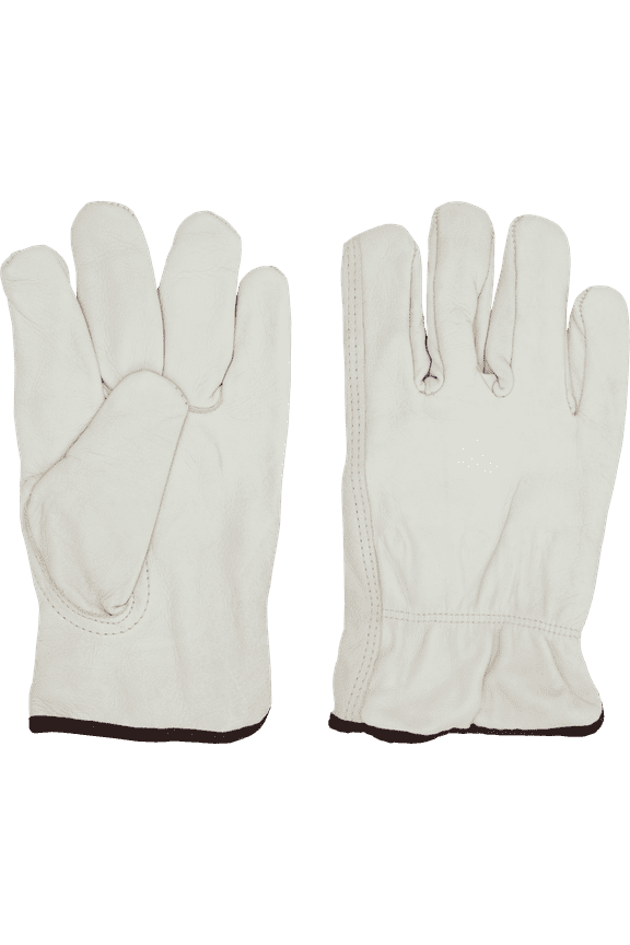 4189 Abration Resistant Buffalo Grain Leather Work Gloves with Elastic Wrist (Alabaster, X-Large)