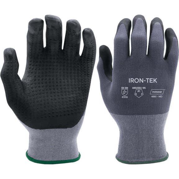 Ironwear 4861 Tear-resistant Safety Work Glove | Breathable coating | High Dexterity and Sensitivity (Grey, Medium)