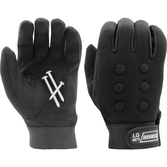Ironwear 4875 Magnetic Work Gloves with Soft Pad Impact Points and Strong Grip (Black, X-Large)