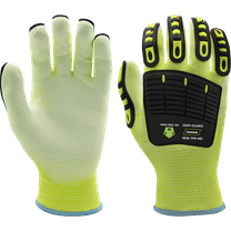 Ironwear 4916-TPR Cut and Impact Resistant Gloves Level A4 with Grip Guard | TPR padding | Pair (Lime / White, Large)