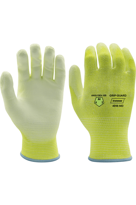 4916-TPR Cut and Impact Resistant Gloves Level A4 with Grip Guard | TPR padding | Pair (Lime / White, Medium)