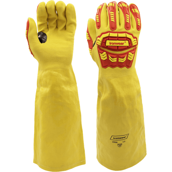 Ironwear 4966 High Visibility Nitrile Coated Glove with Sandy palm | Cut Resistant Level A5 | 17" Long