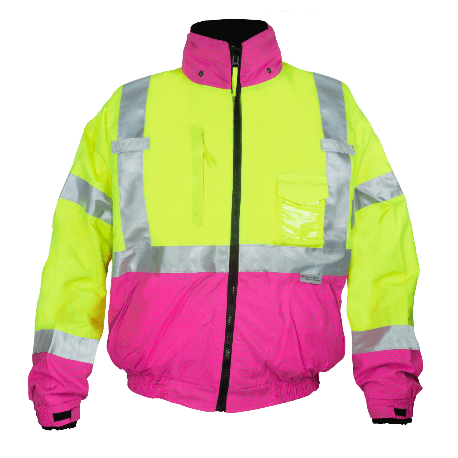 Pink hi top vis bomber jacket