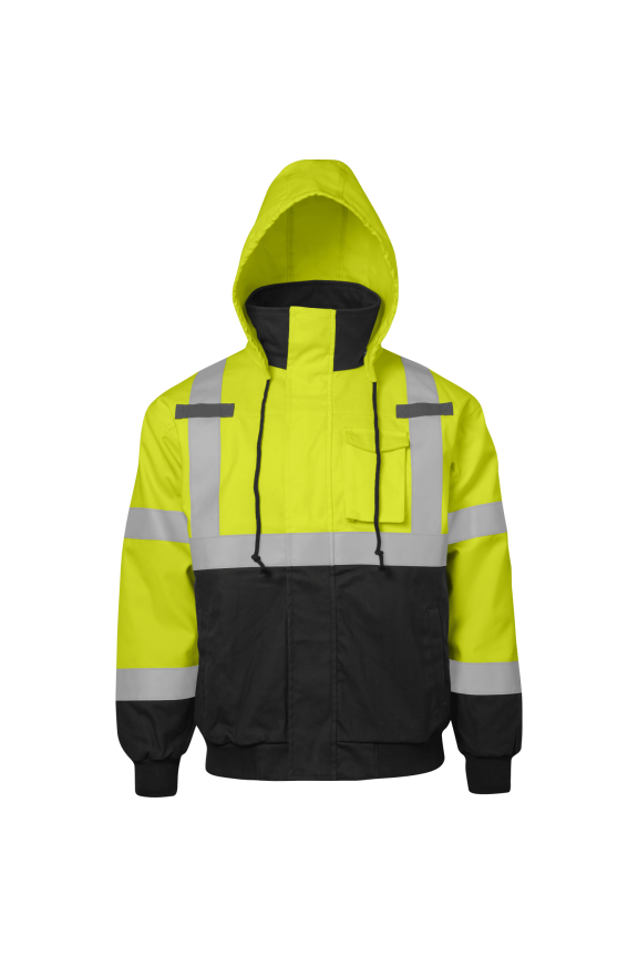 6415FR Hi-Visibility Reflective UL Classified Flame Resistant Bomber Jacket | Cotton Blend | ATPV 40 cal/cm2