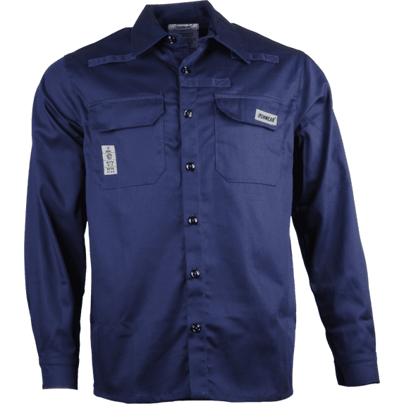 Ironwear 6610FR 7oz Flame Resistant Cotton Buttoned Down Long Sleeve Shirt | ATPV 9.5 Cal/cm2 | 2 Chest Pockets with Flap