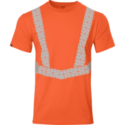 Elastex Class 2 Breathable Short Sleeve Hi Vis Shirt with GeoFlect Reflective Tape Orange, 5X-Large