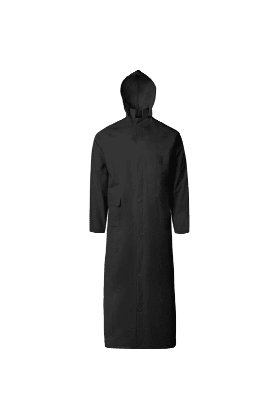 60” PVC/Polyester Rider Raincoat with Detachable Hood (Black, 5X-Large)