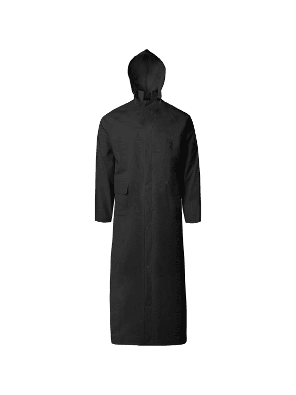 60” PVC/Polyester Rider Raincoat with Detachable Hood (Black, 2X-Large)