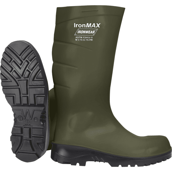 Ironwear 9295 Premium Polyurethane Boots | 15" High | Removable Insole and Composite Toe Cap (Grey, numeric_12)
