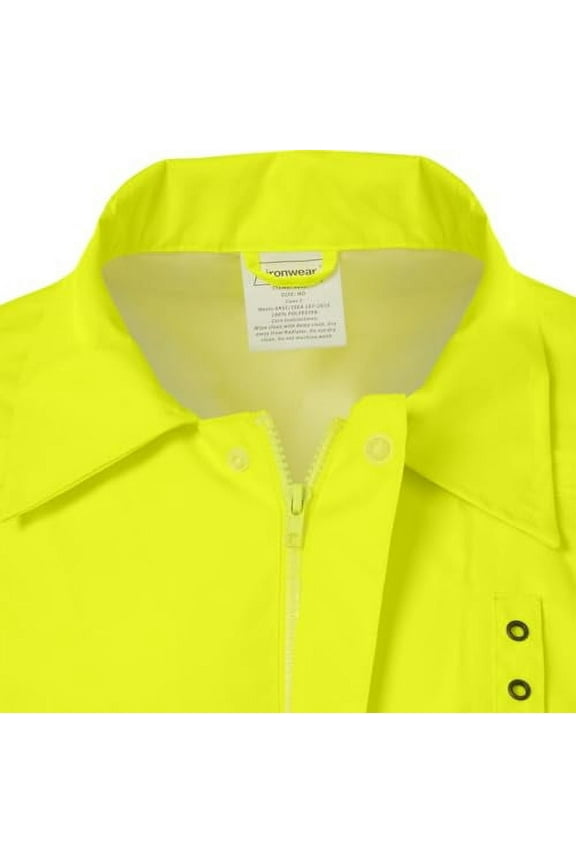 Ironwear 9520 Hi-Visibility ANSI Class 3 Rain Jacket with tuck-away hood and Reflective Stripes