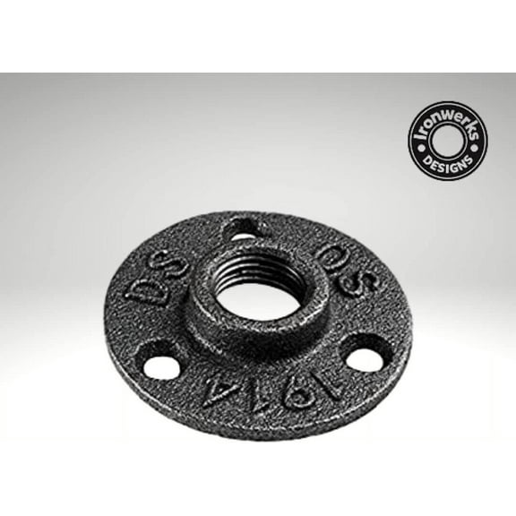 Ironwerks Designs 1/2" Black Iron Pipe Floor Flange Decor 3 Hole - 100 Pack