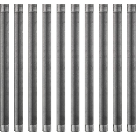 Ironwerks Designs 1/2" x 48" Industrial Decor Iron Pipe Fittings - Threaded Pipe Nipple, Black Pipe Shelving Industrial Table Legs - [10 Pack]