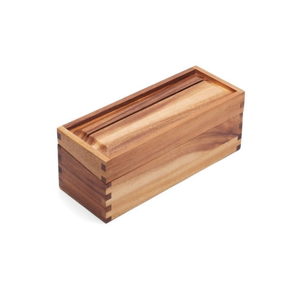 Ironwood Gourmet Acacia Wood Recipe Box, 2 Compartment