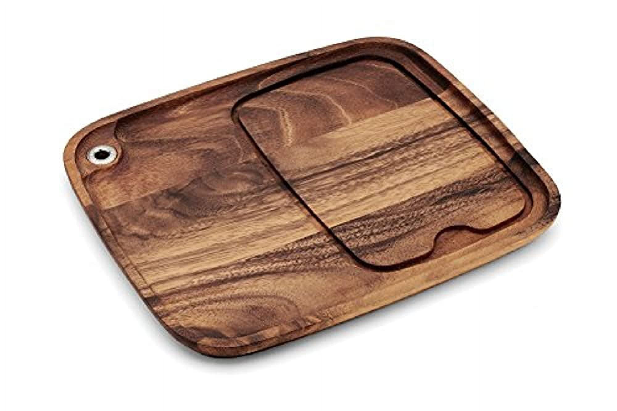 Acacia Wood Rectangular Steak Barbecue Plate with Juice Groove
