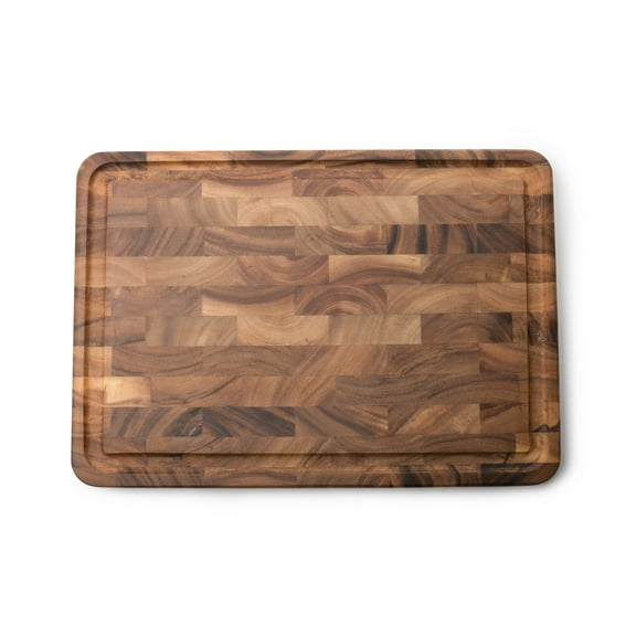 Ironwood Large End Grain Prep Board With Juice Channel, Acacia Wood, 14" x 20" x 1.5"