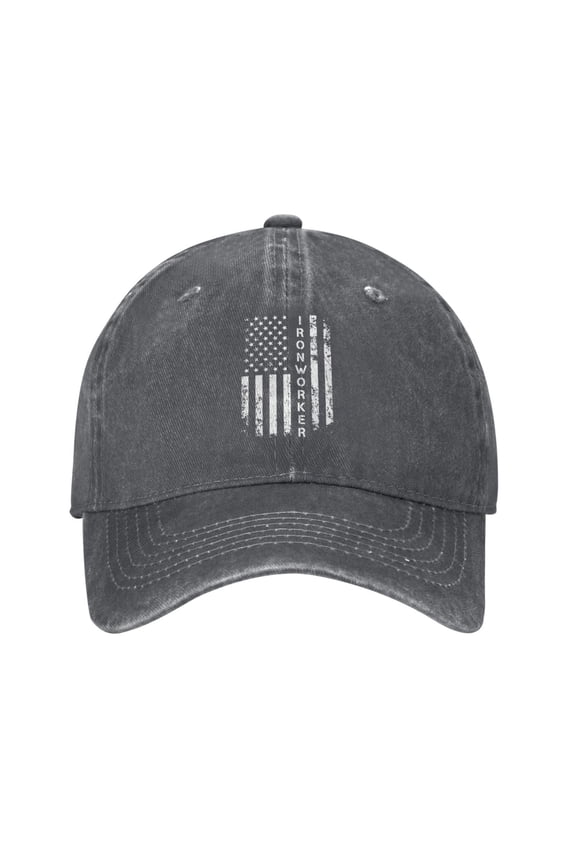 Ironworker American Flag Cowboy Hat Baseball Hat Trucker Hat For Men Women Retro Denim Hats Baseball Cap Dad Hat