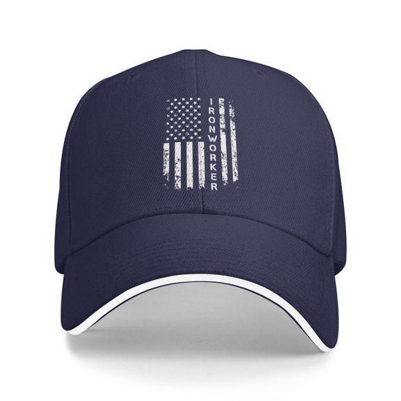 Ironworker American Flag Unisex Sandwich Cap Classic Baseball Capunisex Adjustable Casquette Dad Hat