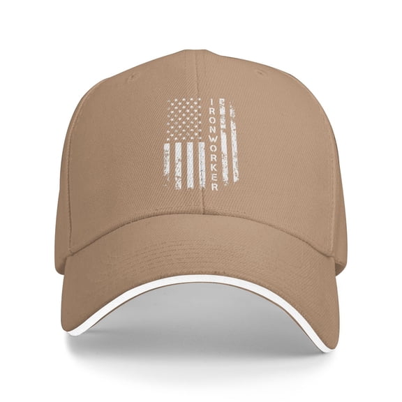 Ironworker American Flag Unisex Sandwich Cap Classic Baseball Capunisex Adjustable Casquette Dad Hat