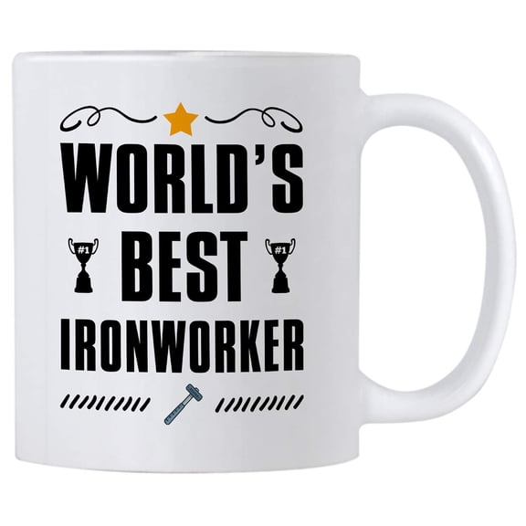 Ironworker Gifts. World's Best Iron Worker 11 Ounce Coffee Mug. Cup Gift Idea for Co-Worker.