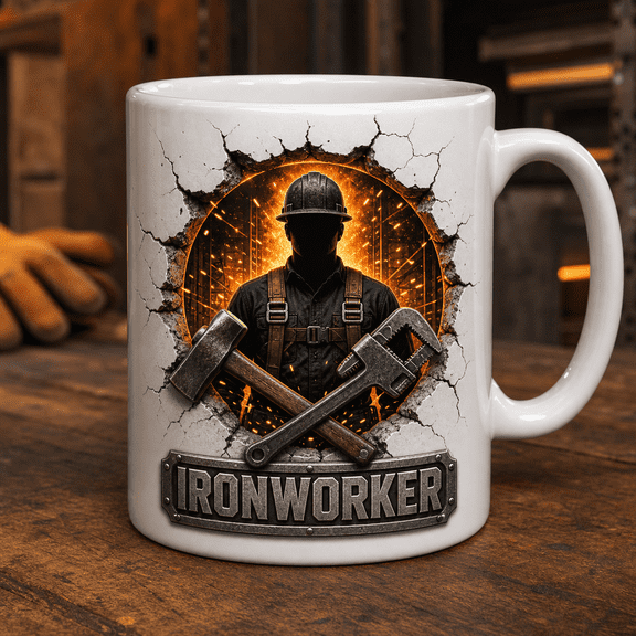 Ironworker Mug, Steel Worker Gift Coffee Cup for Dad, Husband or Coworker