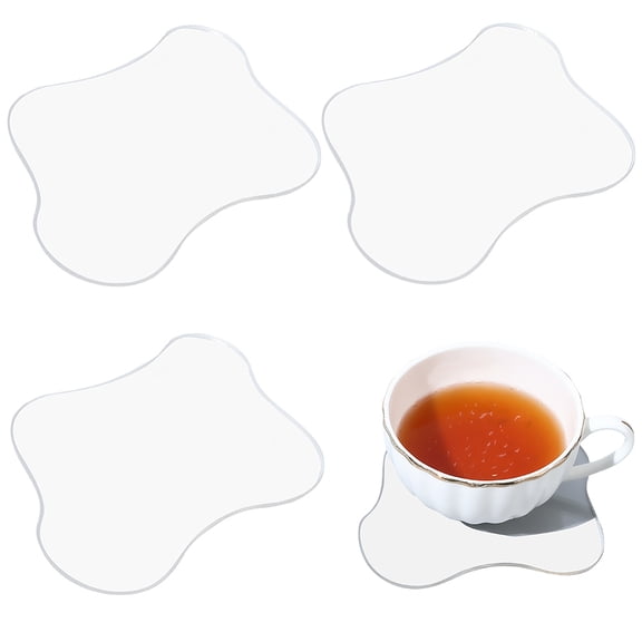 Irregular Acrylic Cup Mats Multifunctional Decorative Coaster Clear 97x115x3mm 4pcs/set