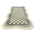 thumbnail image 1 of Irregular Area Rug, 23.6x63Inch, A Modern Simple Decorative Carpet Printed with Green White Checkerboard Pattern, Large Area Non-Slip Special-Shaped Wavy Mat for Living Room Nursery, 1 of 3