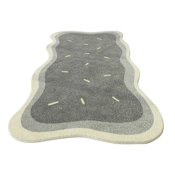 Irregular Area Rug, 23.6x63Inch, A Modern Simple Decorative Carpet Printed with Green White Checkerboard Pattern, Large Area Non-Slip Special-Shaped Wavy Mat for Living Room Nursery