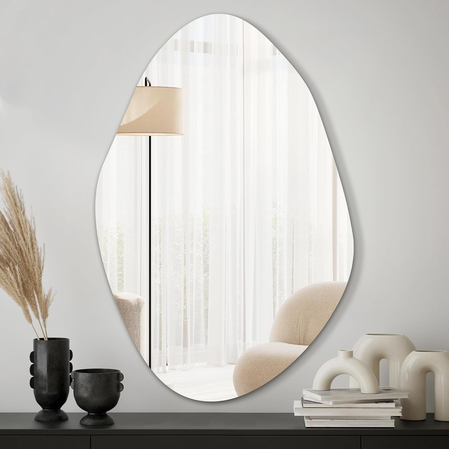 Photo inspiration: Asymmetrical Glass Wall With Disagree Living Room Reference: Irregular Asymmetrical Wall Mirror For Living Room Bathroom Entryway
