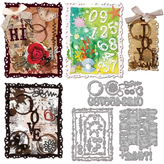 Irregular Background Cutting Dies for DIY Scrapbooking Metal Broken Letters Numbers Background Cut Dies Stains Bookmarks Die Cuts