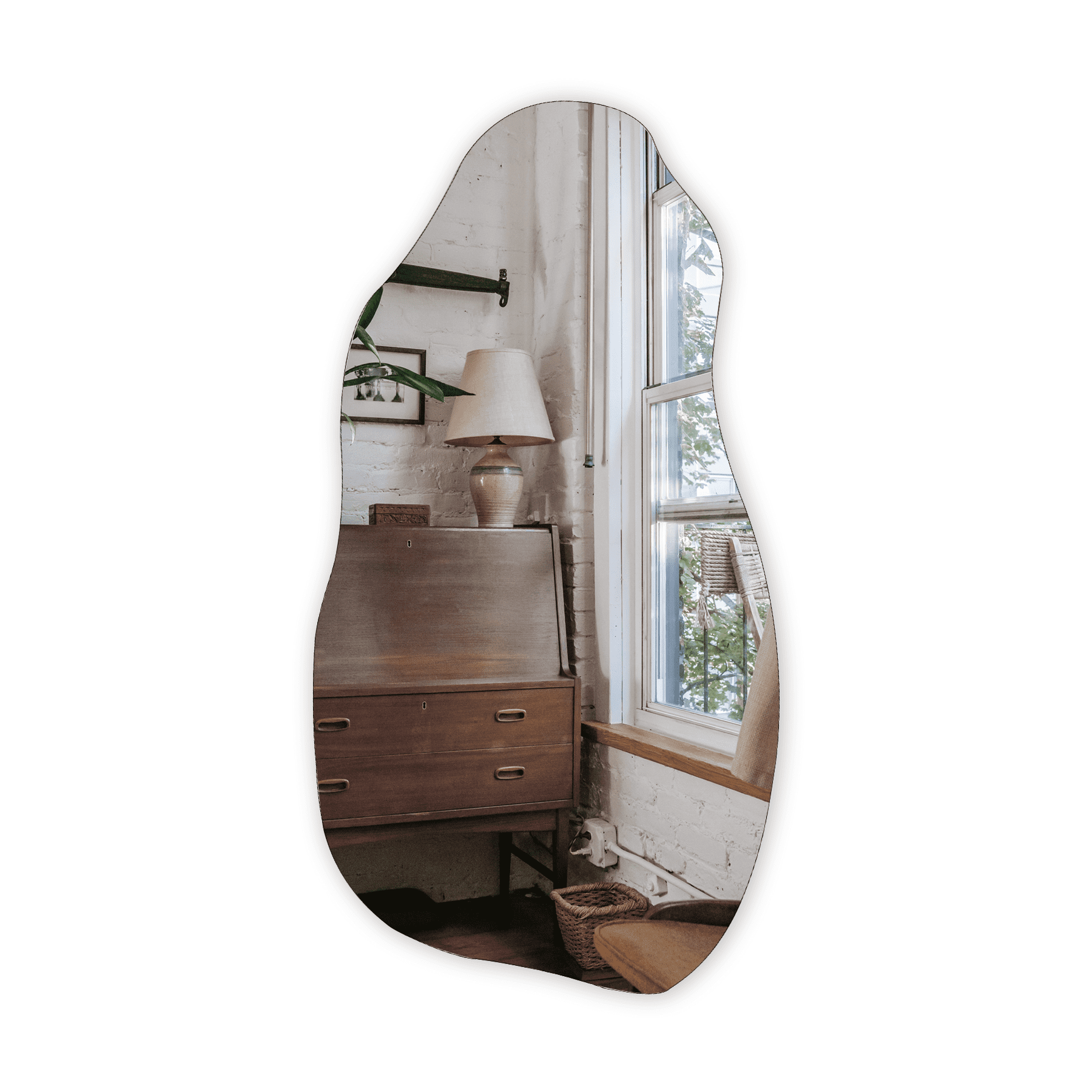  COOL2DAY Irregular Mirror,Asymmetrical Wood Wall Frame Mirror,Abstract  Assymetrical Decorative Mirror,Odd Shaped Mirror for Living Room Bedroom  Entryway Bathroom Home Decor(18x 22) : Home & Kitchen