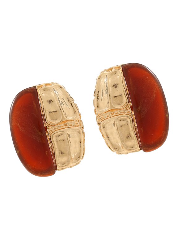 Irregular Brown Resin Earrings Fashion Accessory for Women Retro Styles Exaggerated Alloy Jewelry New Arrivals