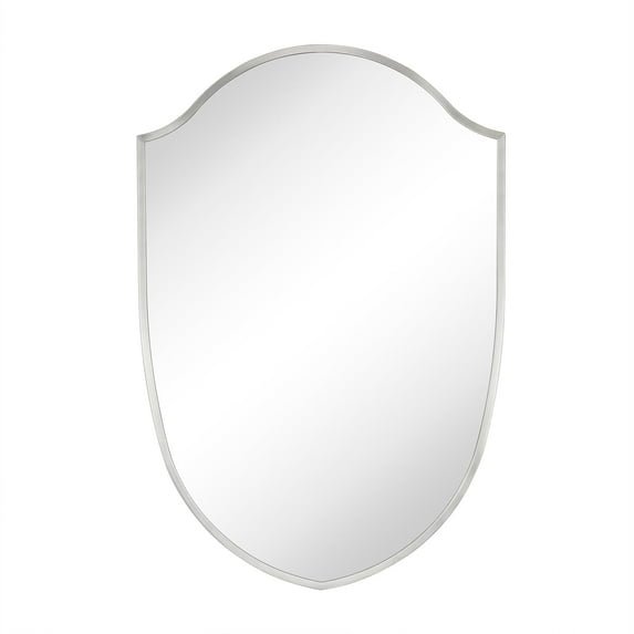 Irregular Brushed Nickel Arched Metal Bathroom Mirror Accent Symmetrical Wall Mirror for Dresser, Mantel or Bedroom