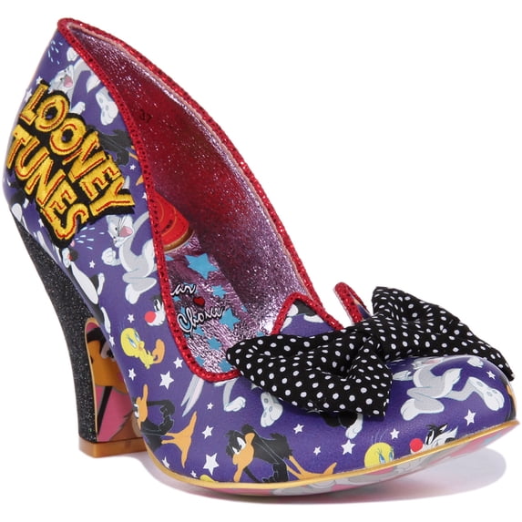 Irregular Choice Looney Time Women's Mid Heel Shoes With Bow In Purple Size 10