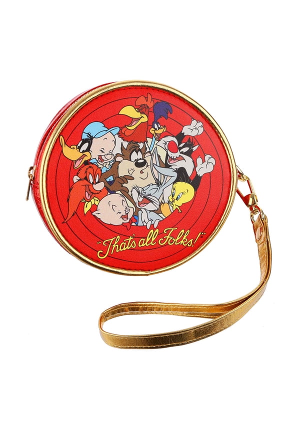 Looney Tunes LAUGH OUT LOUD Red Round Zip Small Bag Handbag NEW