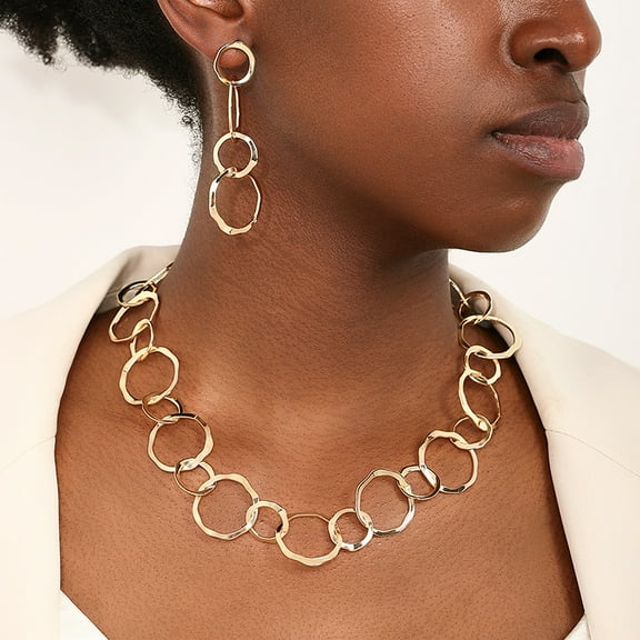 Irregular Circles Women's Necklace Eardrop Jewelry Suit