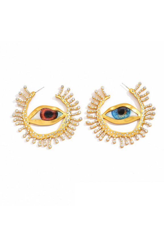 Irregular Circular Ear Drop Asymmetrical Alien Pupil Earwear Exaggerate Blue Eye Metal Earring Retro Ear Adorment