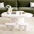 thumbnail image 1 of Irregular Coffee Table : 2 Drawers, Stools, Living Room Furniture, White , 38.2x26.4x14.6 Inches Design With Drawers & Room,, 1 of 6