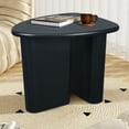 thumbnail image 1 of Irregular Coffee Table, Wooden Low Coffee Table with Metal Legs, Modern Sofa End Table Side Table for Living Room Office Sofa End Tables, Black, 1 of 8