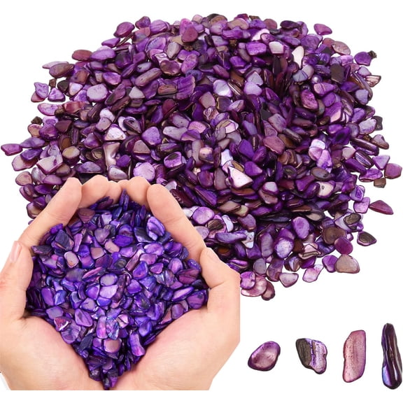 Irregular Crushed Shells for Crafts,Bexikou 0.66lbs (300g) Small Natural Crushed Seashells Pieces for Crafts DIY Beaching Wedding Decoration Vase Fillers (Purple)