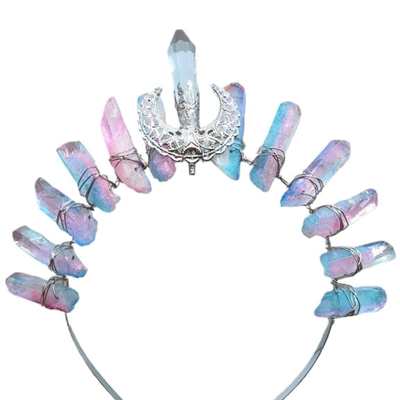 Irregular Crystal Headband Raw Stones Crown Princess Headpiece Stretchable Loop