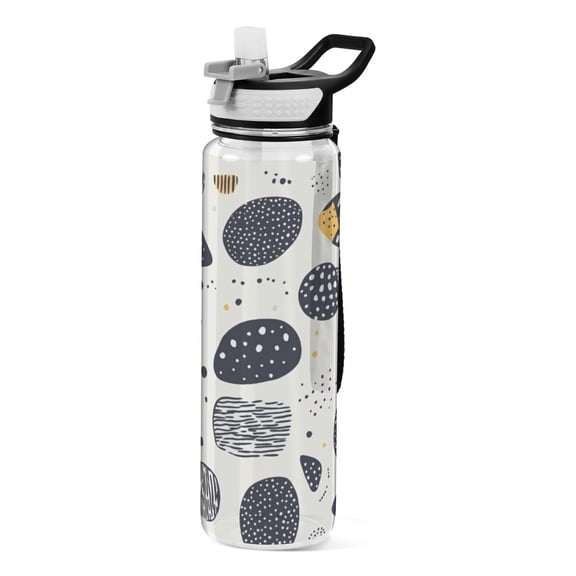 Irregular Dots Design 1000ml Tritan Sport Bottle Straw LeakProof Food-Grade Portable Wide Handle