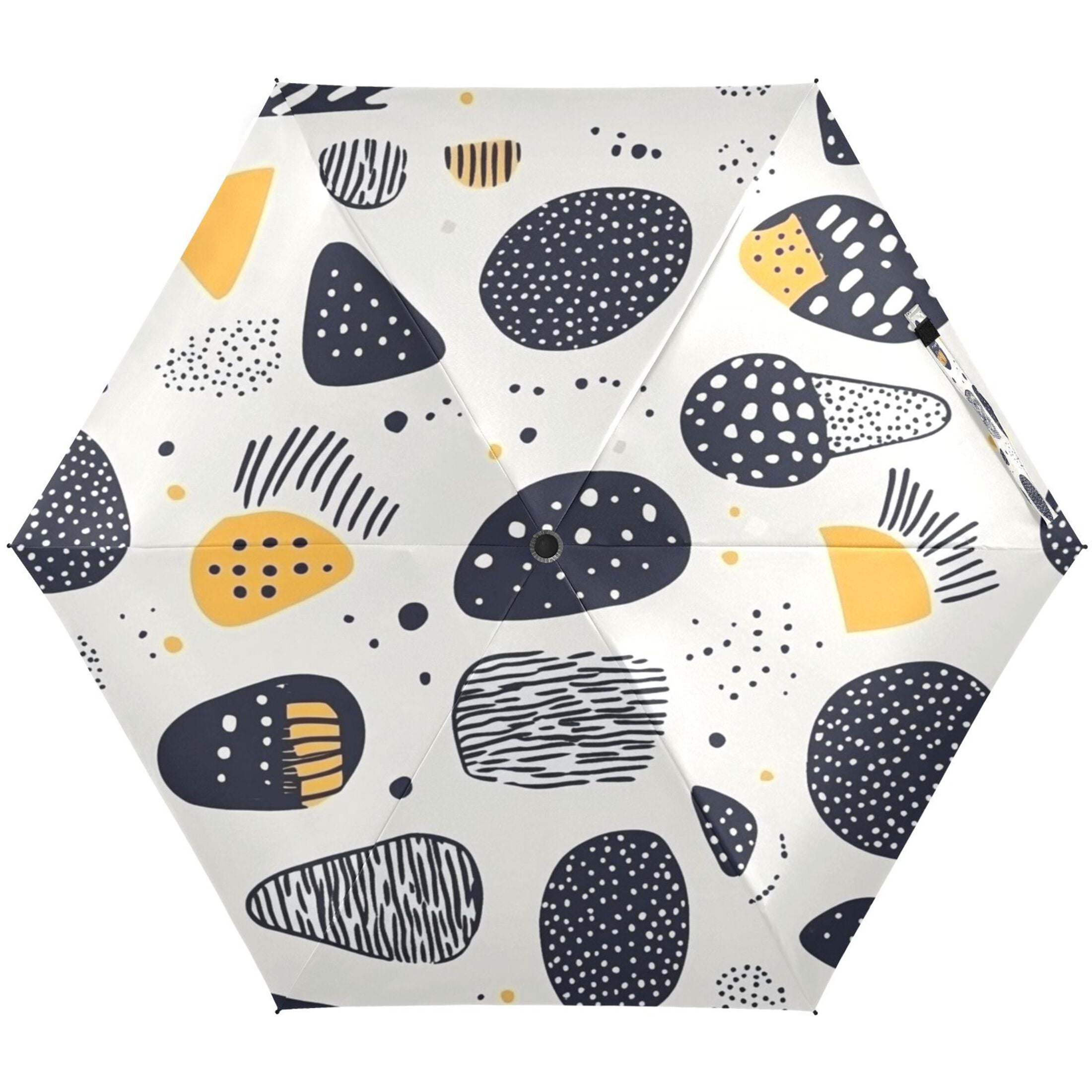 Irregular Dots Design Umbrellas for Sun Auto Open Close UV50+ Waterproof 5-Fold Compact Fiberglass Frame
