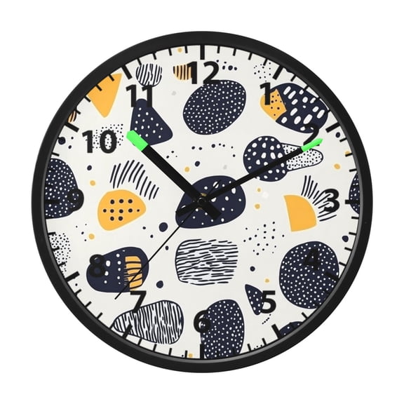 Irregular Dots Design Wall Clock 12 Inch Voice Activated Night Light Silent Non Ticking