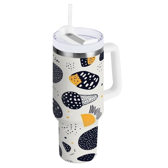 Irregular Dots Design Water Bottles 30oz Insulated Tumblers Double-Walled Ergonomic Handle Leak Proof