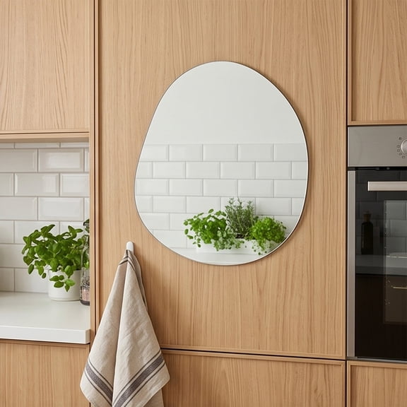 Irregular Frameless Self Adhesive Wall Mirror, Explosion Proof Distortion Free Peel & Stick Design, Modern Asymmetrical Accent for Bathroom Bedroom Entryway Vanity Wall Decor