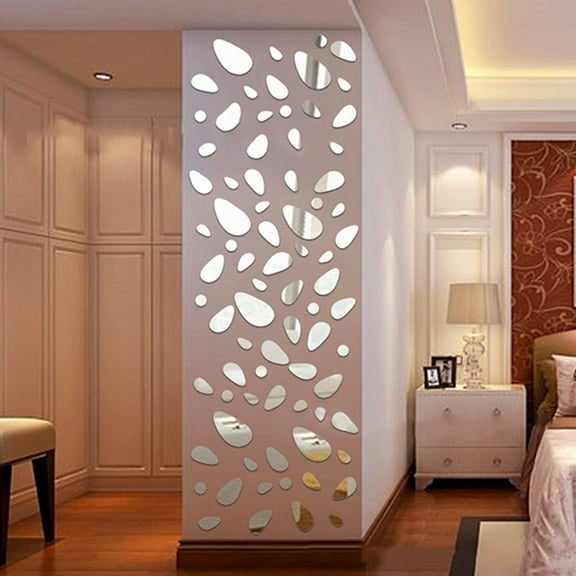 Irregular Geometric Cobblestone Pattern Mirror Wall Sticker Self-Sticker Detachable Removable Acrylic Mirror Wall Decals Decora