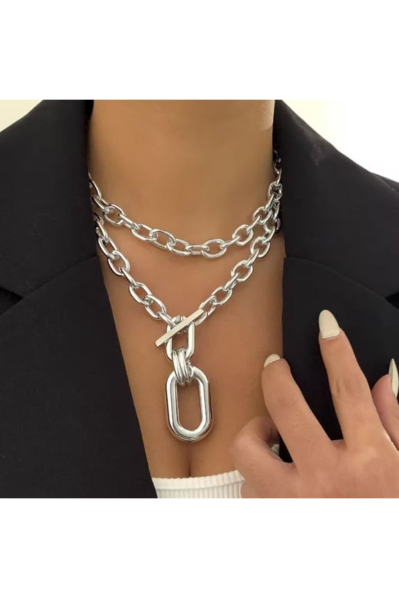 Irregular Geometry Punk Chain Necklace - Multi-Layered, French Trend, Ideal for Party, Holiday, Gift-Giving