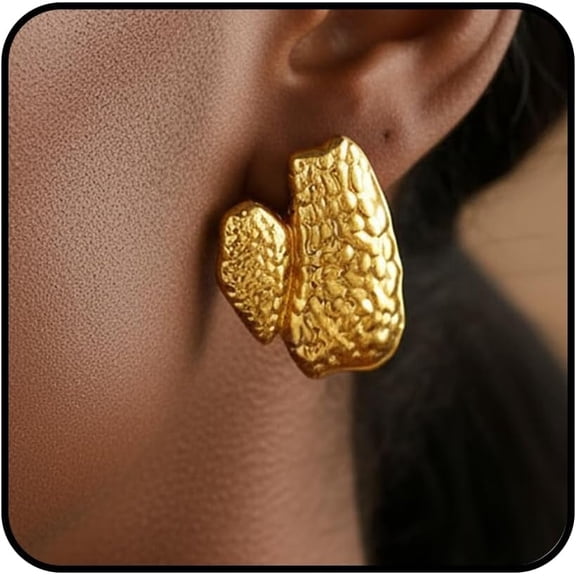 Irregular Gold Earrings for Women Chunky Funky Gold Silver Irregular Shape Stud Earrings Lightweight Hypoallergenic Jewelry Daily Costume Accessories for Women[m5704]
