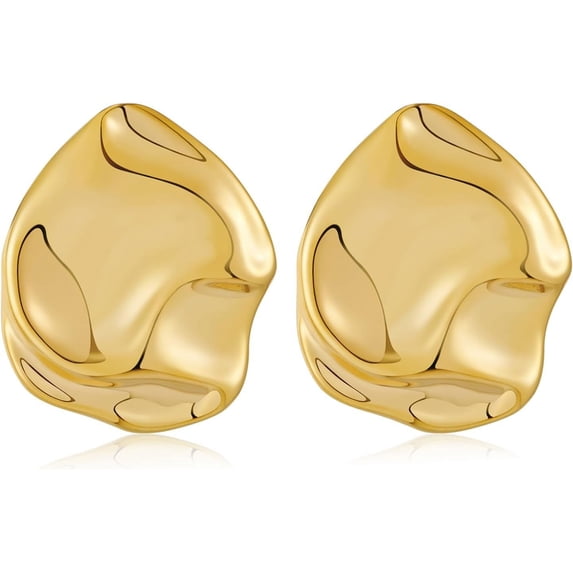 Irregular Gold Stud Earrings for Women Hammered Silver Stud Earrings Statement Geometric Earrings Vintage Gold Earrings