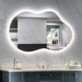 thumbnail image 1 of Irregular 40"x 24" Led Bathroom Mirror with Lights, Backlit Cloud-Shape Vanity Mirror for Wall, Dimmable 3 Colors Asymmetrical Mirror, Memory Function, 1 of 12